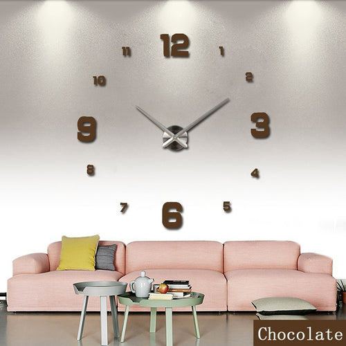 Modern Frameless DIY Wall Clock Large 3D Wall Watch Non Ticking for Living Room Bedroom Kitchen