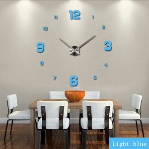 Modern Frameless DIY Wall Clock Large 3D Wall Watch Non Ticking for Living Room Bedroom Kitchen