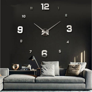 Modern Frameless DIY Wall Clock Large 3D Wall Watch Non Ticking for Living Room Bedroom Kitchen