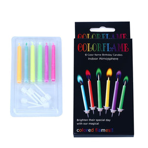 ColorFlame Candles with Colored Flames (6 per box, holders included)