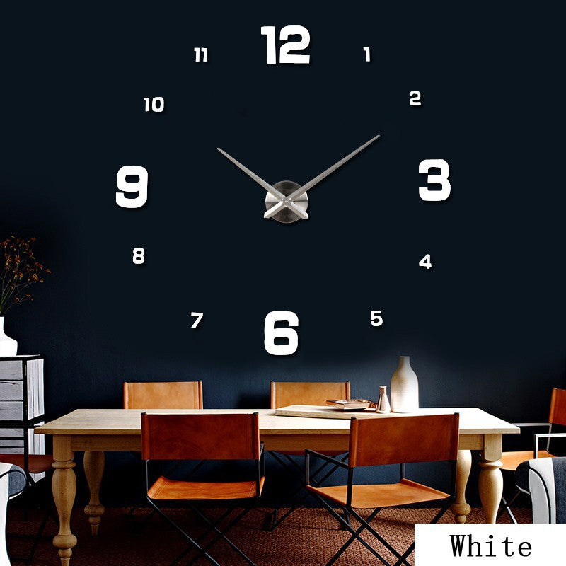 Modern Frameless DIY Wall Clock Large 3D Wall Watch Non Ticking for Living Room Bedroom Kitchen