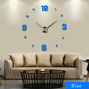 Modern Frameless DIY Wall Clock Large 3D Wall Watch Non Ticking for Living Room Bedroom Kitchen